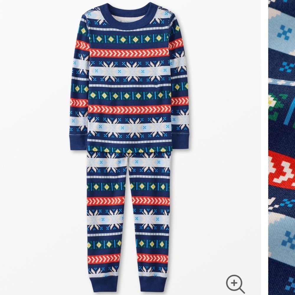 Hanna Andersson Long John Pajama Set in Scandi Snowflake Fairisle Size 10